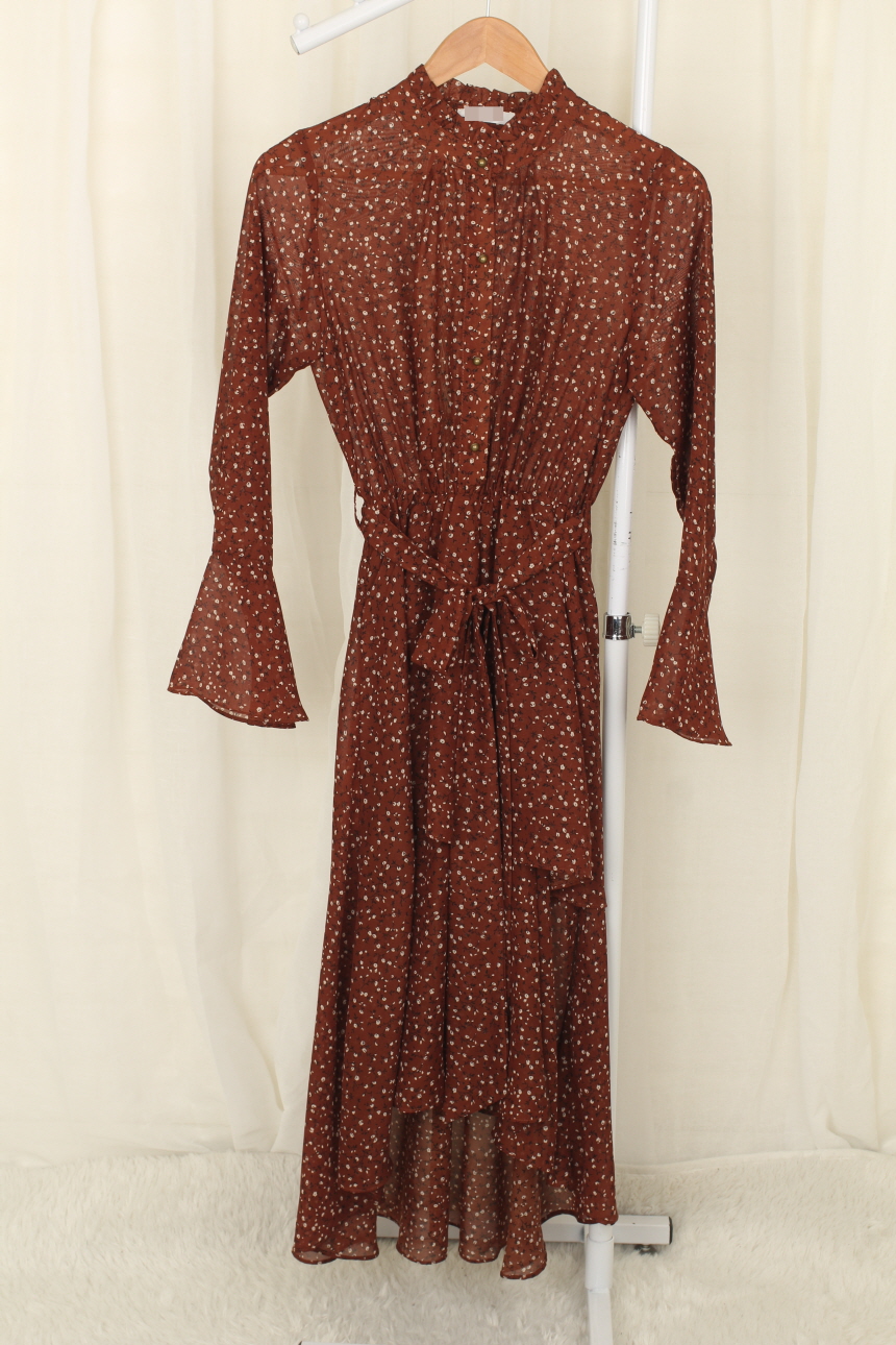 New Women Dress Flower Chiffon Autumn Long Dress R