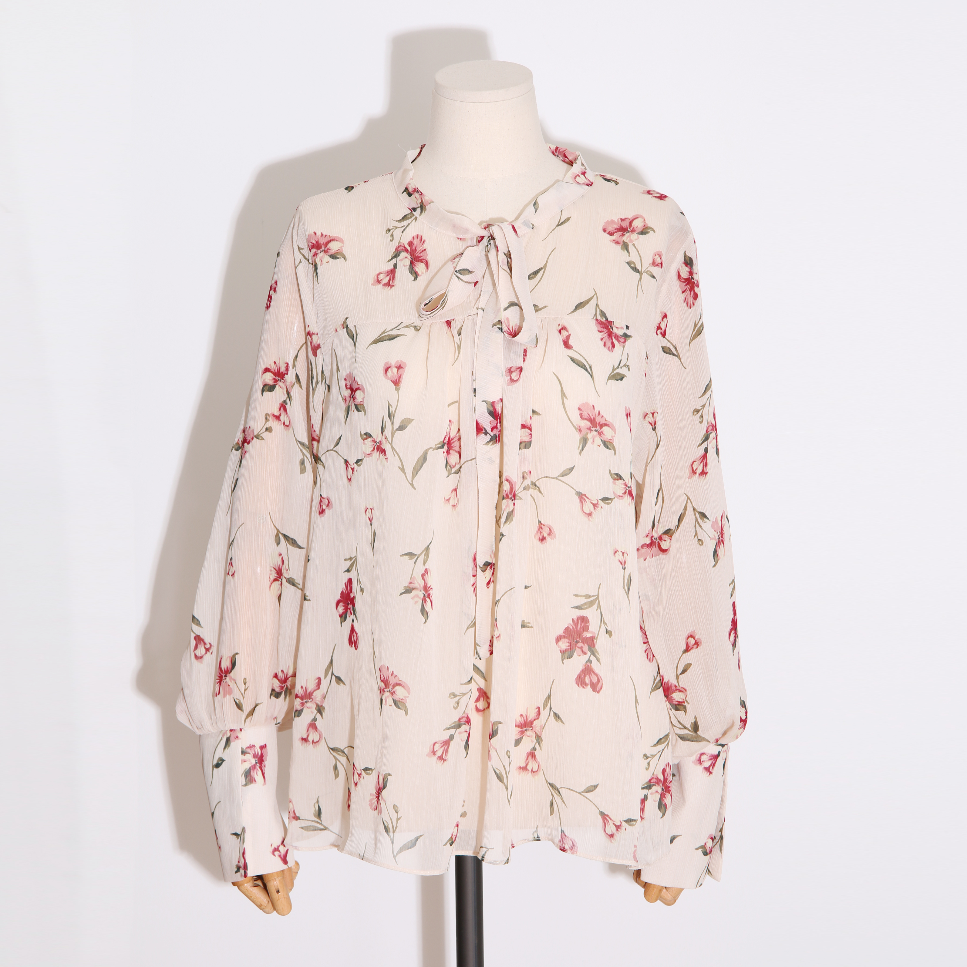 Wedding look frills chiffon flower blouse ribbon g