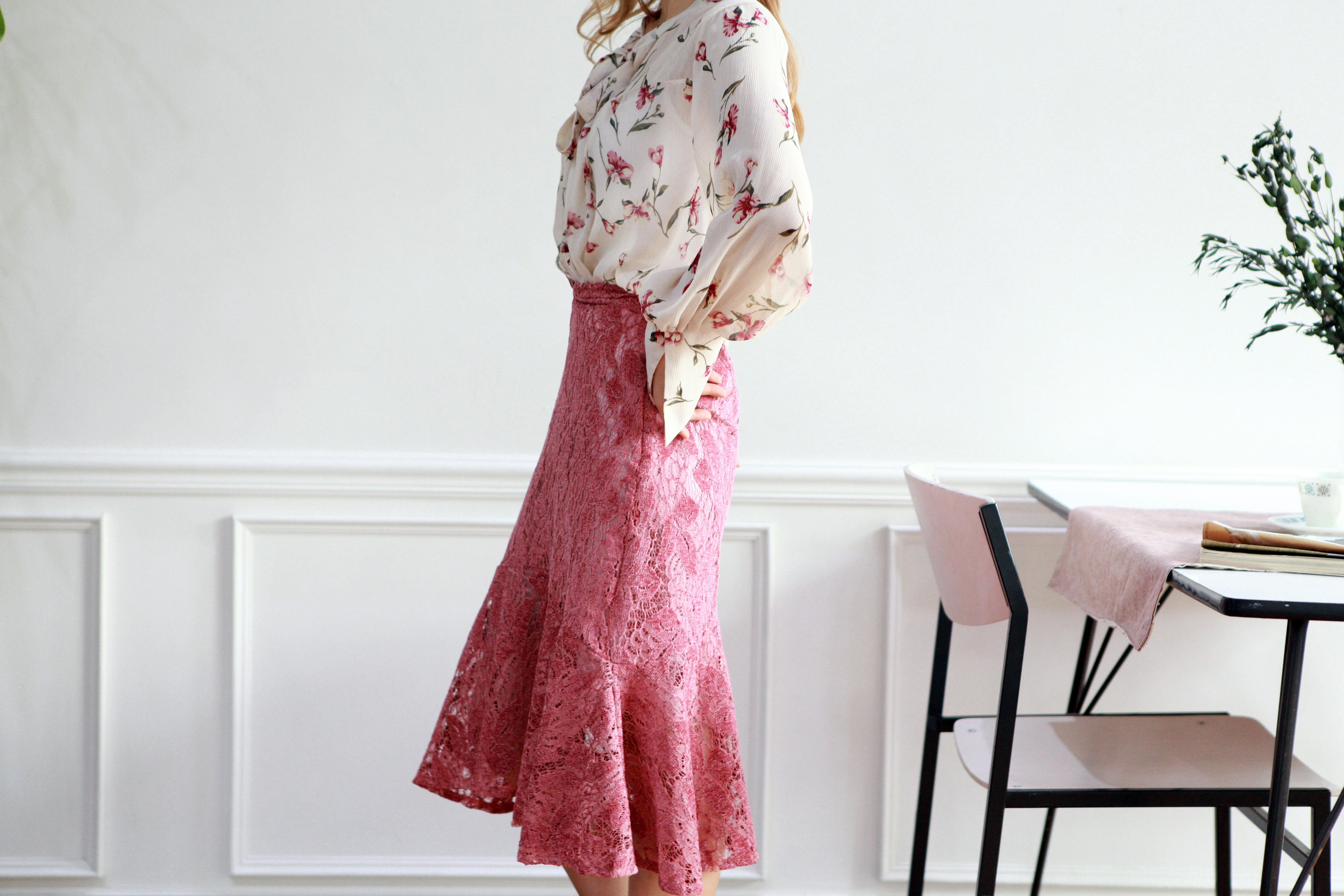 Wedding look frills chiffon flower blouse ribbon g