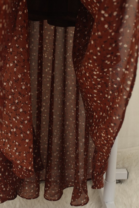 New Women Dress Flower Chiffon Autumn Long Dress R