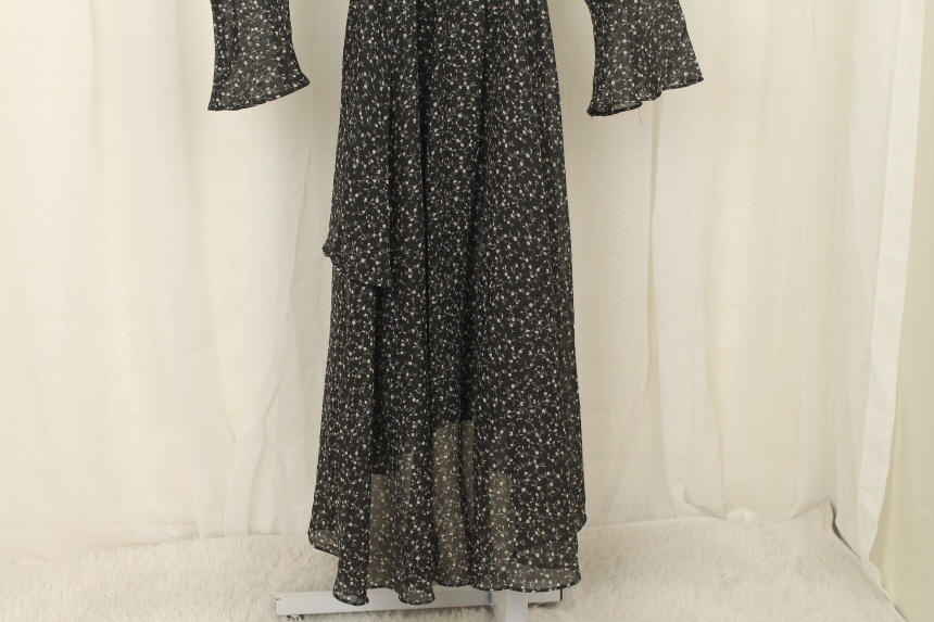 New Women Dress Flower Chiffon Autumn Long Dress R