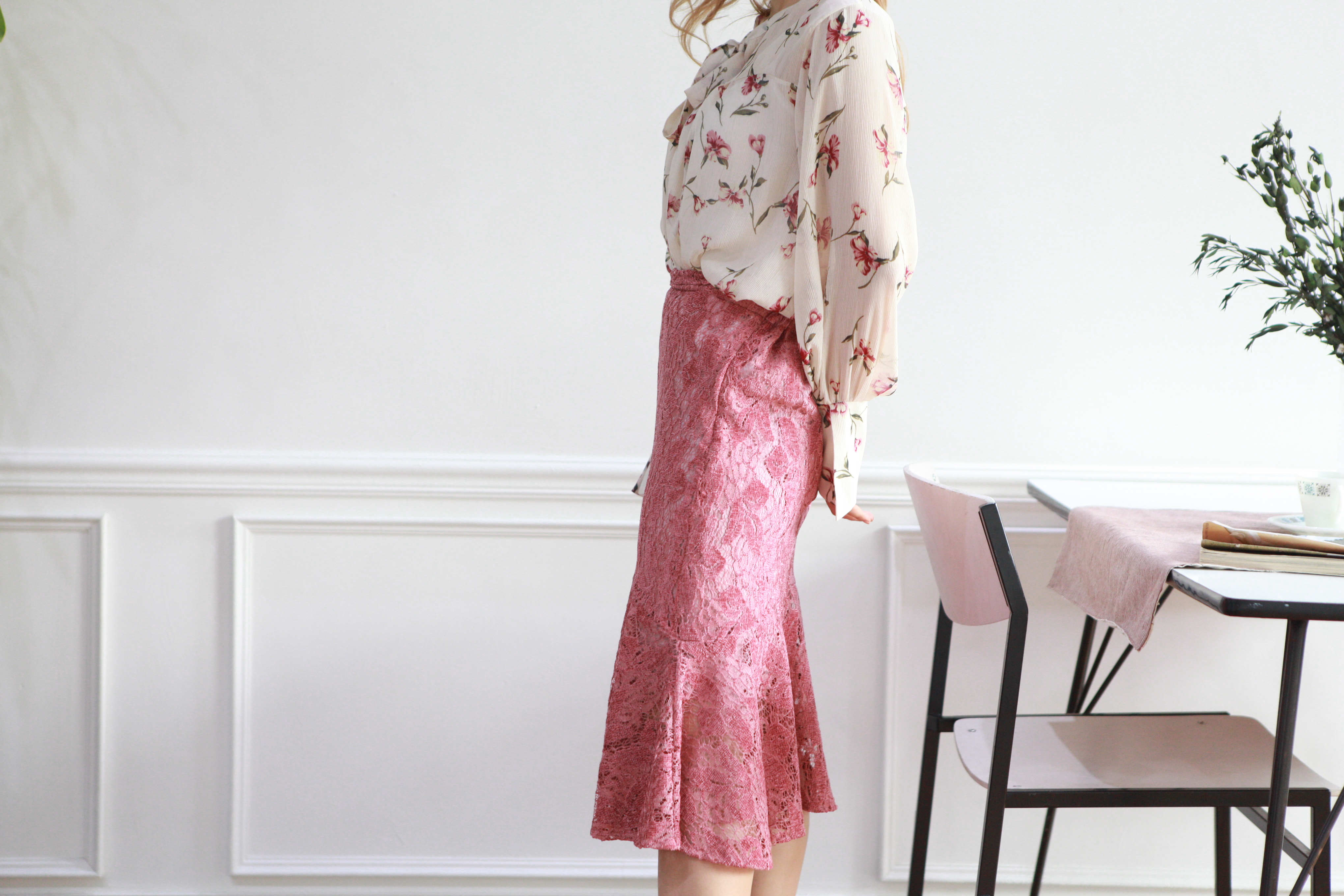 Wedding look frills chiffon flower blouse ribbon g