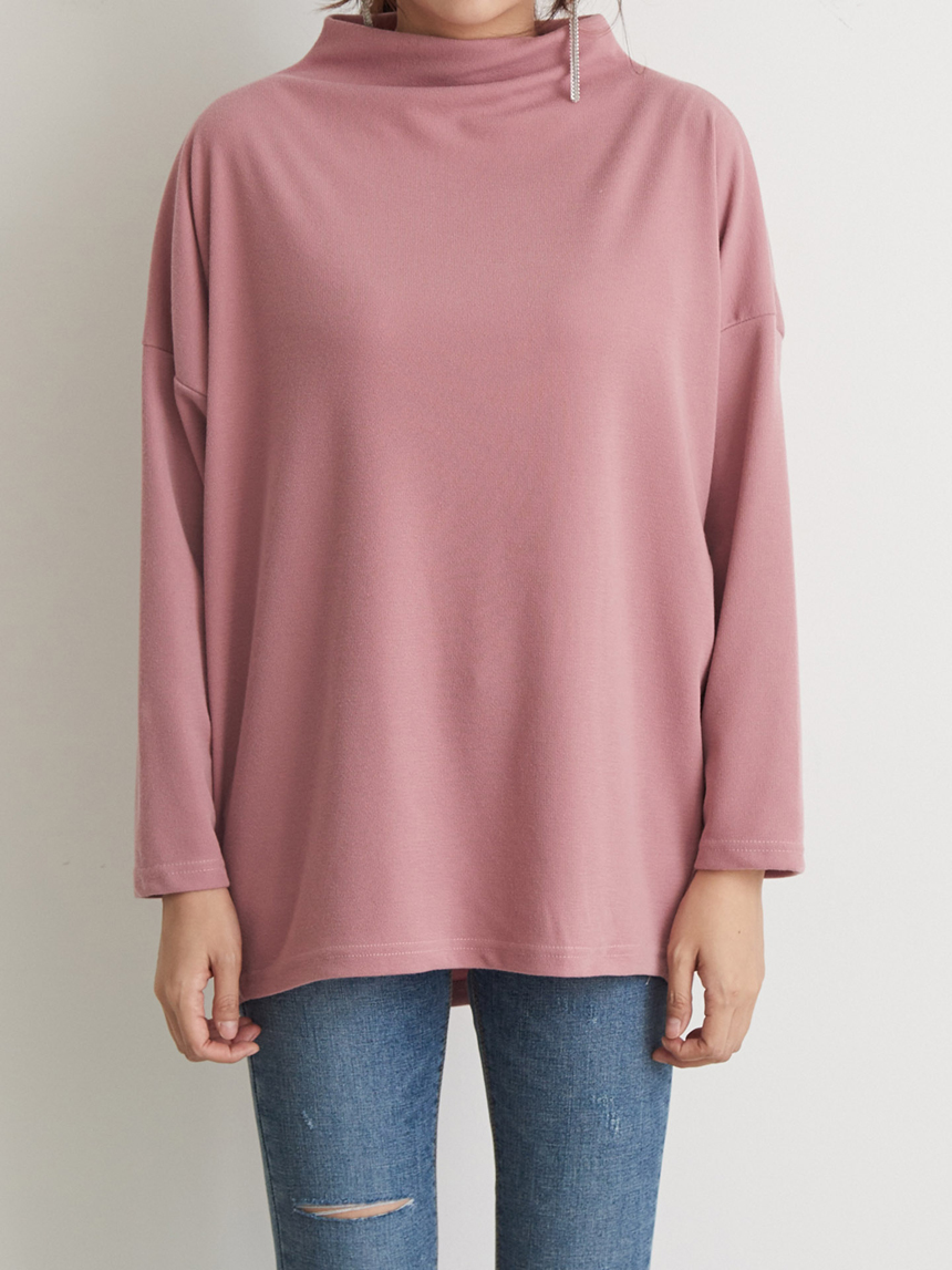 Half Neck Polar Long Sleeve Box T-shirt Women's