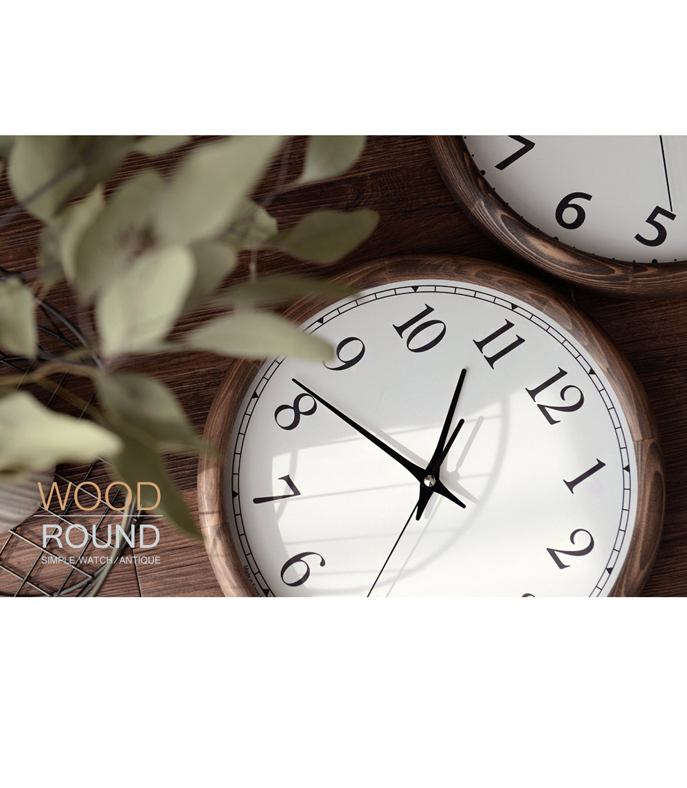 Modern Wooden Round Quiet Wall Clock Living Room O
