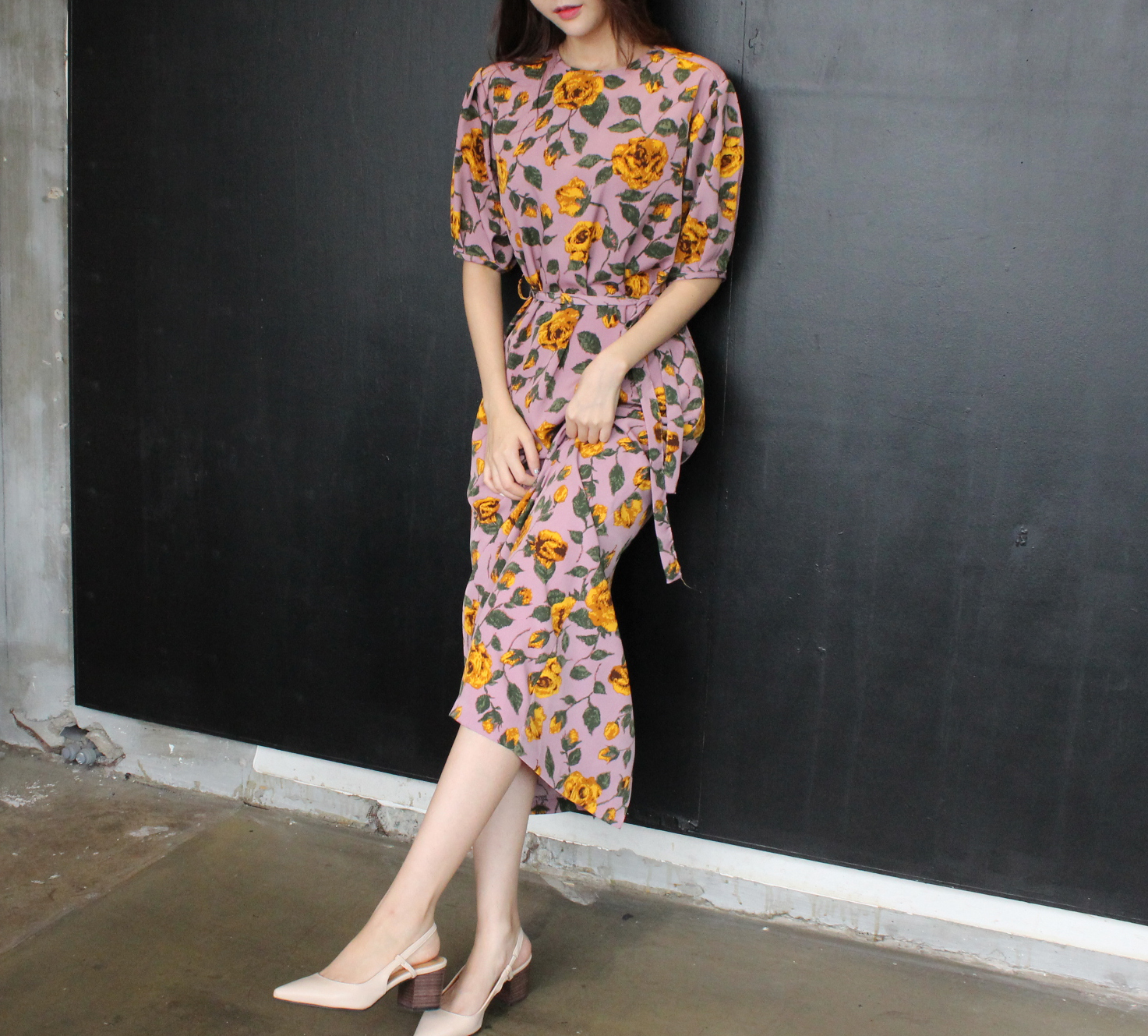 New Women's Dress Elegant H-line Autumn Flower 