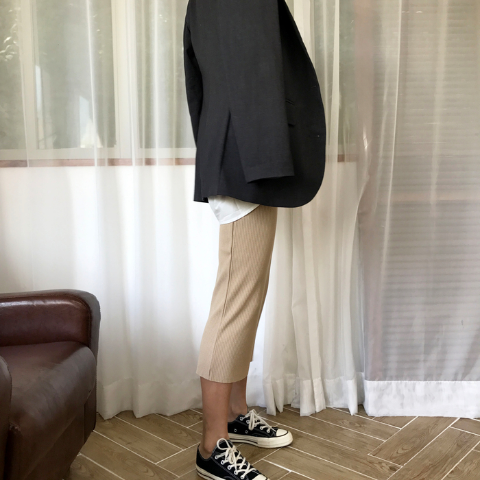 H Line Goliath Bending Knit Long Skirt IBDA Coordi