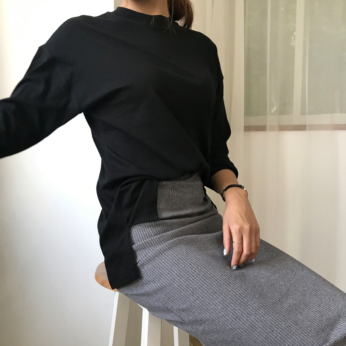 H Line Goliath Bending Knit Long Skirt IBDA Coordi