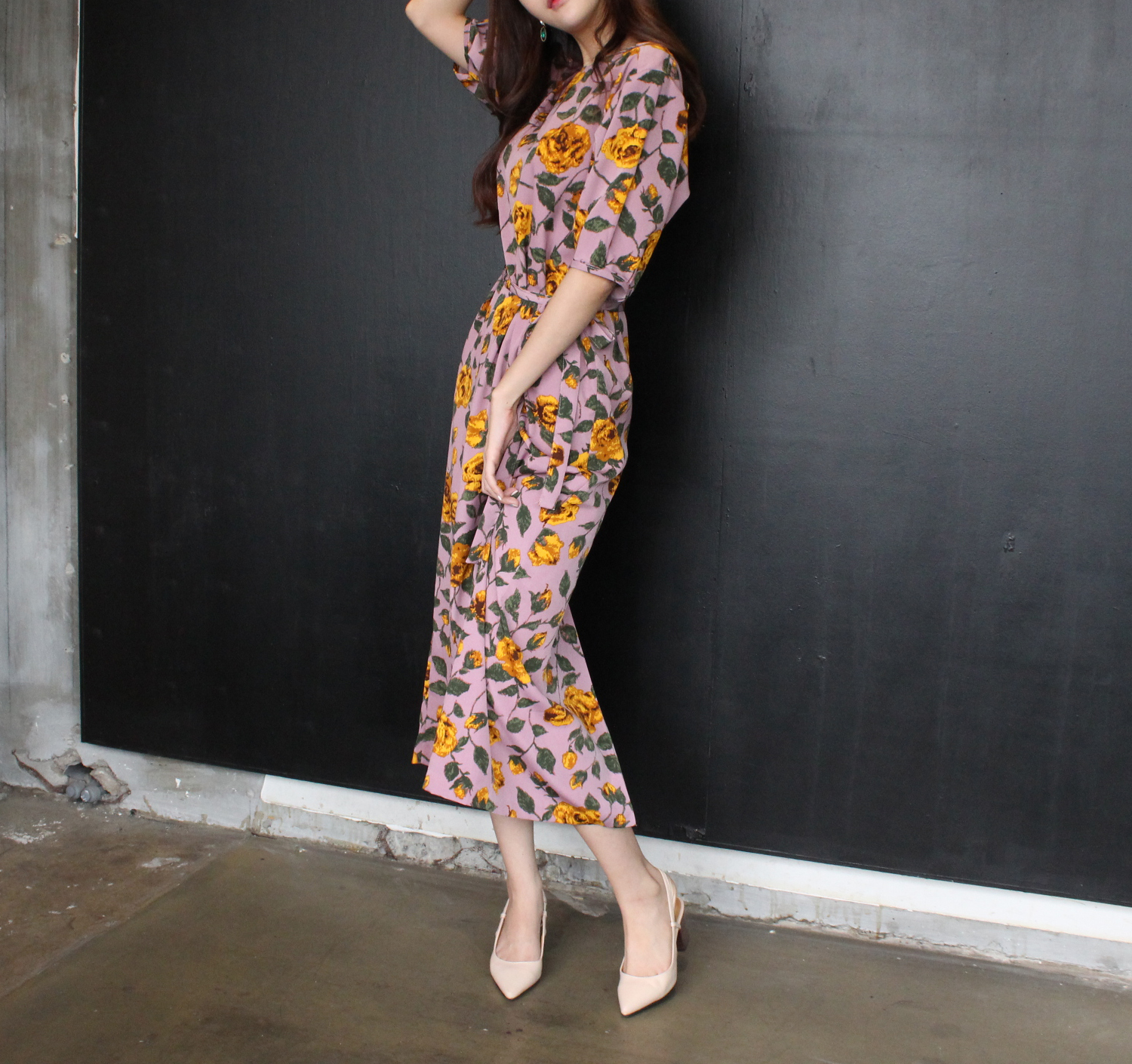 New Women's Dress Elegant H-line Autumn Flower 