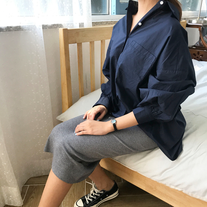 H Line Goliath Bending Knit Long Skirt IBDA Coordi