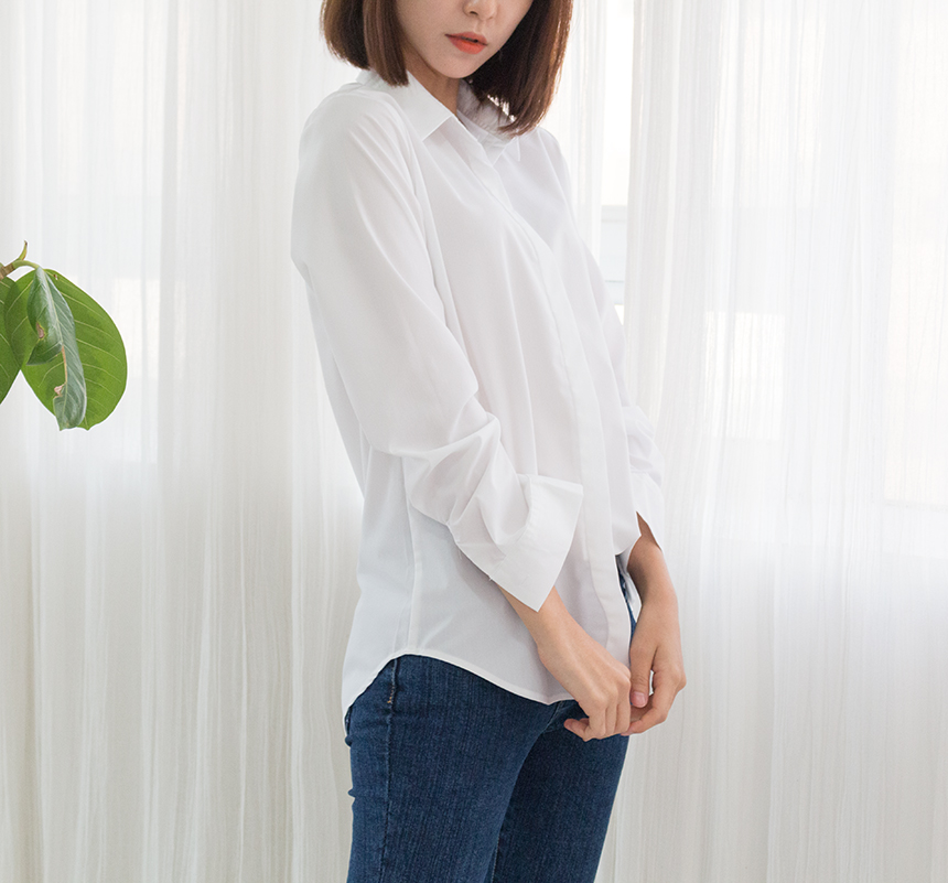 Needle nose span white shirt blouse three species 