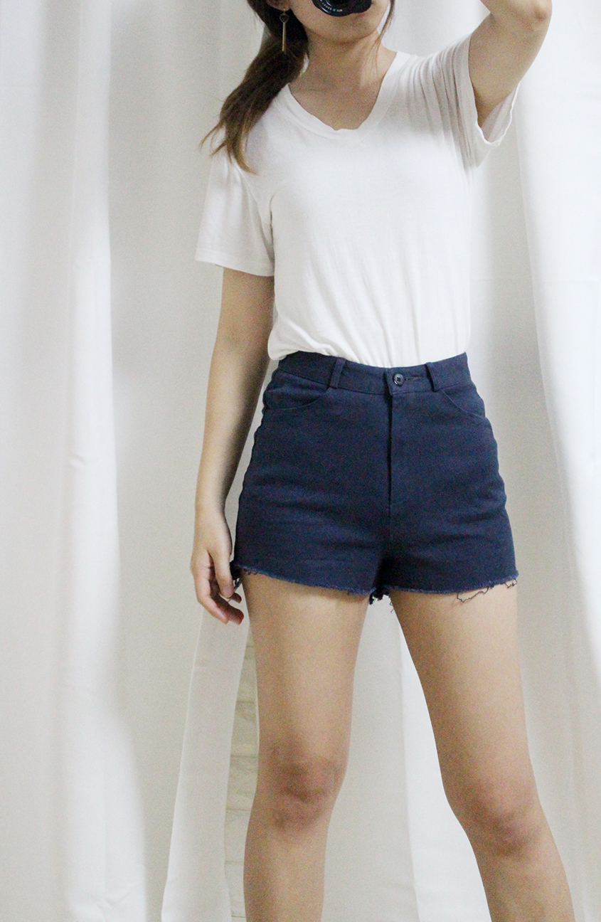 Women Jeans Pants A Line Black shorts Black denim 