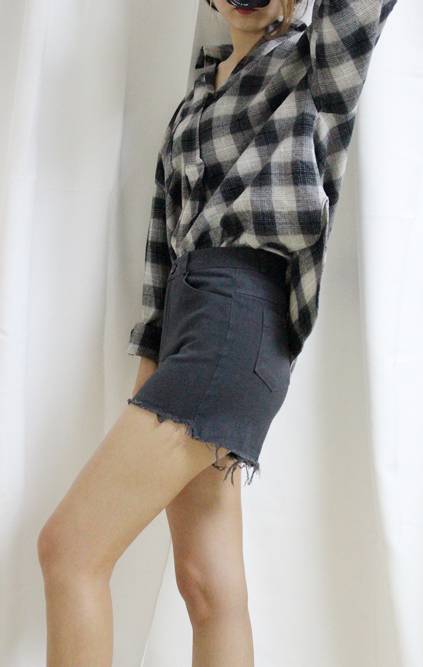 Women Jeans Pants A Line Black shorts Black denim 