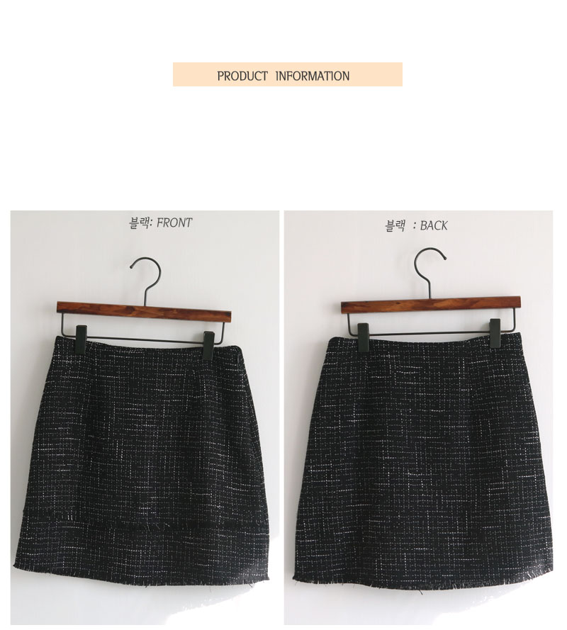 Tweed Skirt Black, Gray Classic Mini Daily Slim Co
