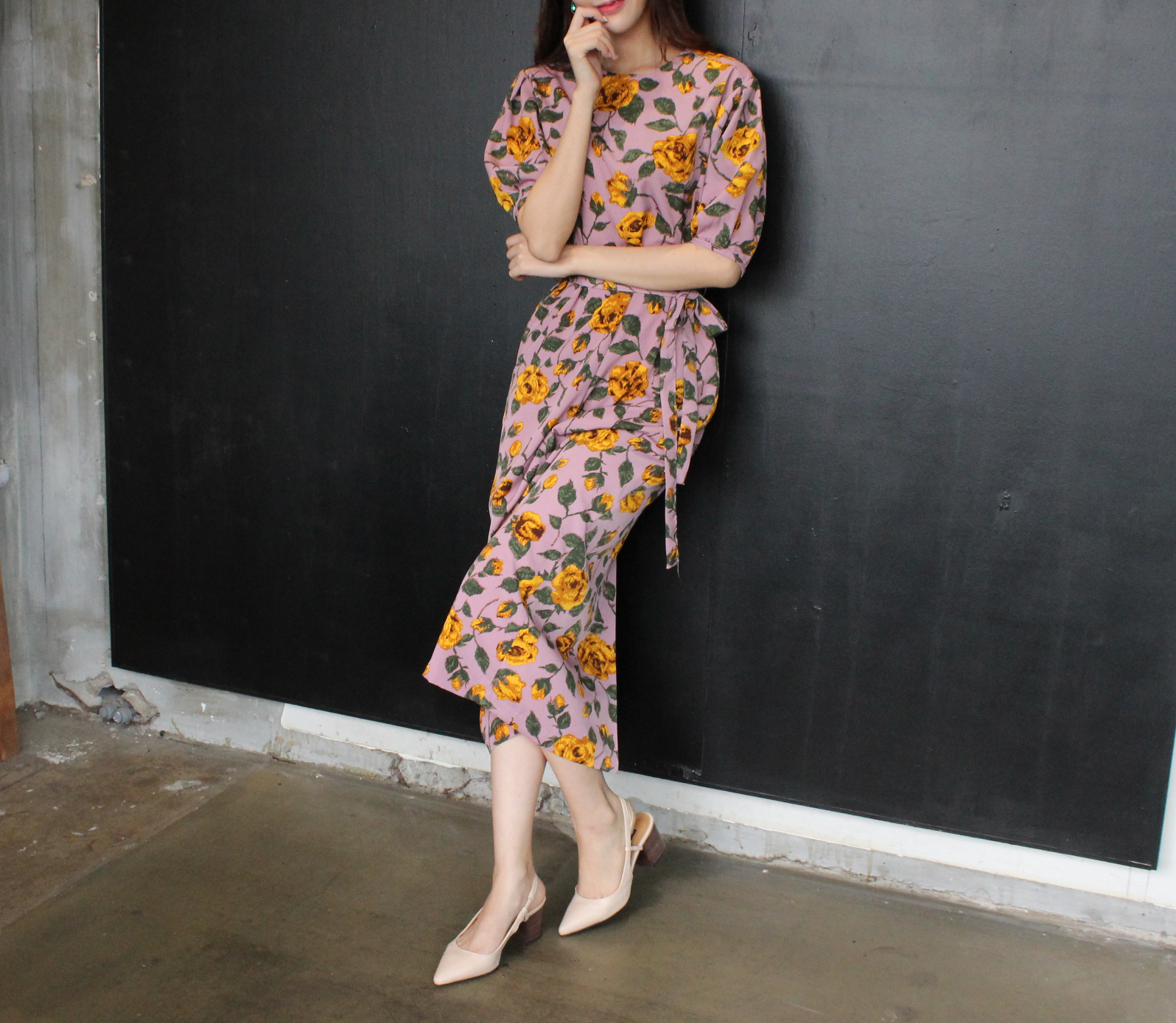 New Women's Dress Elegant H-line Autumn Flower 