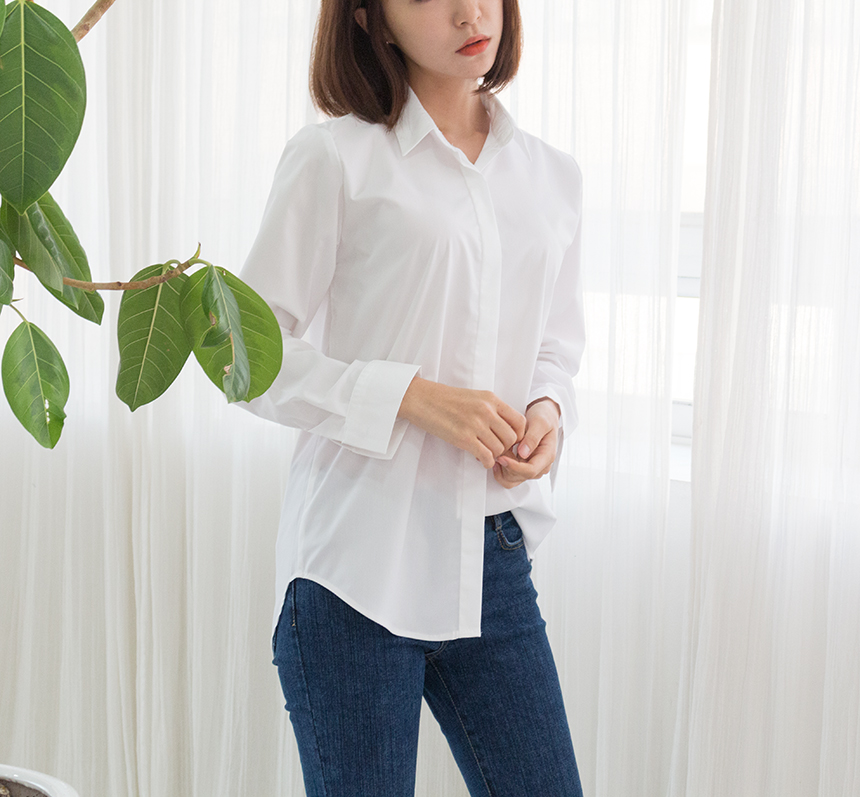 Needle nose span white shirt blouse three species 