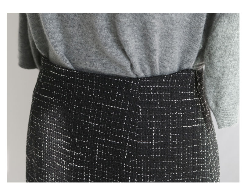 Tweed Skirt Black, Gray Classic Mini Daily Slim Co