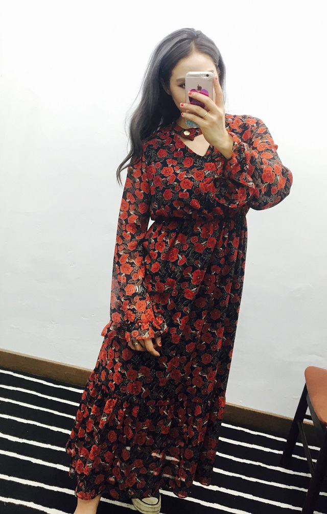 Choker Chiffon Long One Piece Sand Glass Autumn An