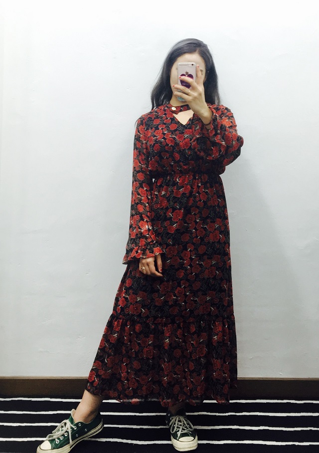 Choker Chiffon Long One Piece Sand Glass Autumn An