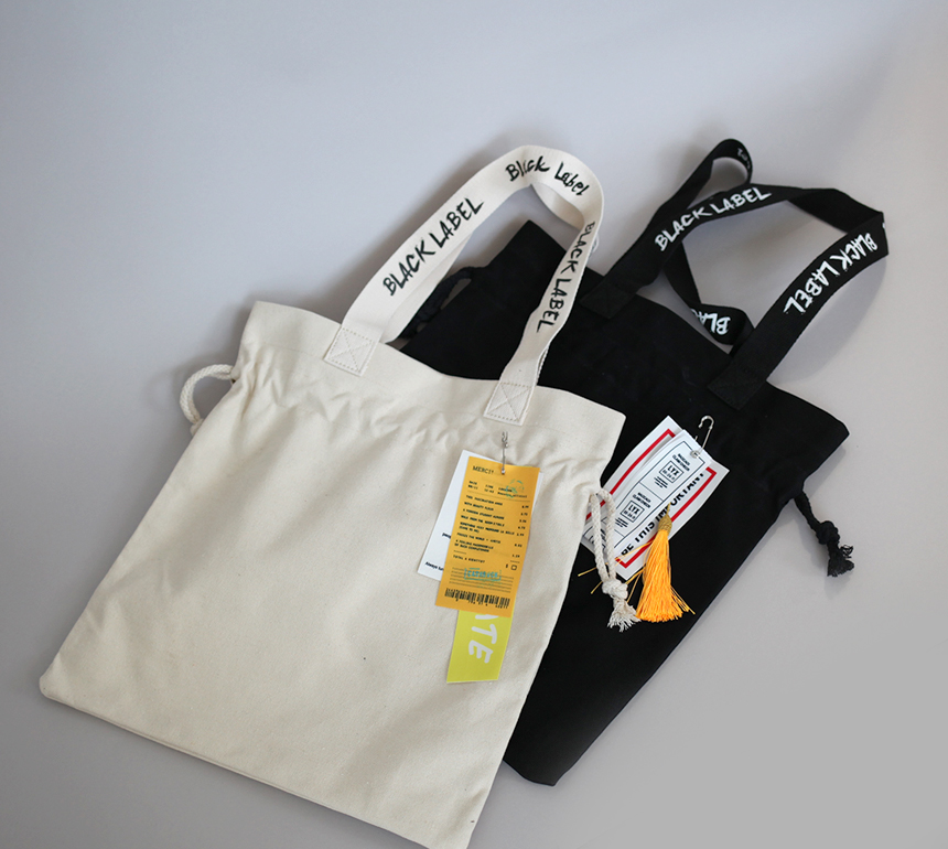 NEW ECO BAG Black Label Aboeba Eco Bag Back Canvas