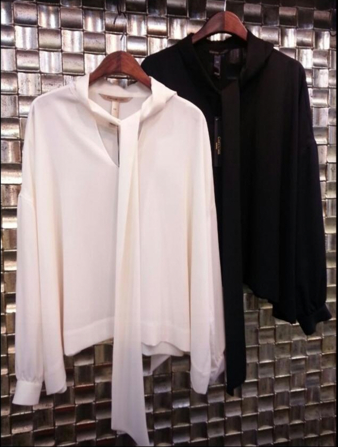 NEW FASHION LADY GIRL Blouse bow tie v neck