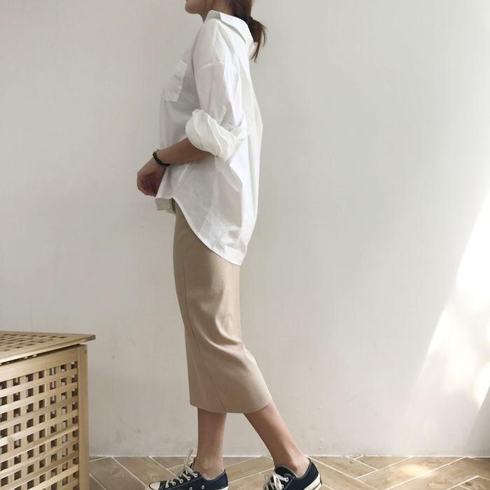 H Line Goliath Bending Knit Long Skirt IBDA Coordi