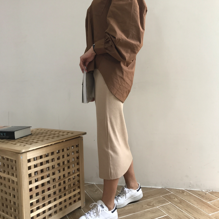 H Line Goliath Bending Knit Long Skirt IBDA Coordi