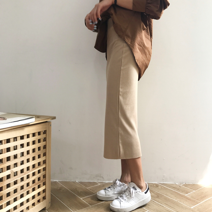 H Line Goliath Bending Knit Long Skirt IBDA Coordi