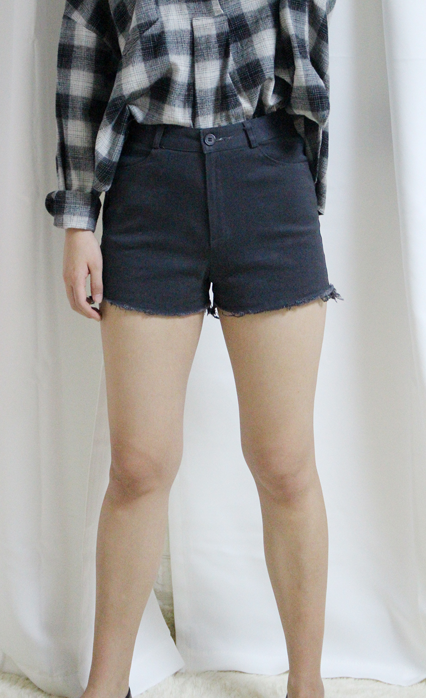 Women Jeans Pants A Line Black shorts Black denim 