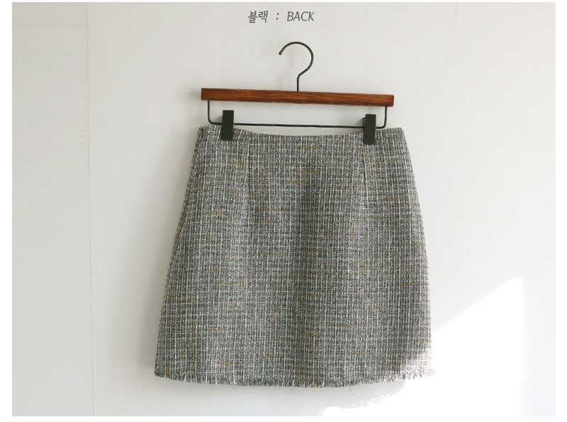Tweed Skirt Black, Gray Classic Mini Daily Slim Co