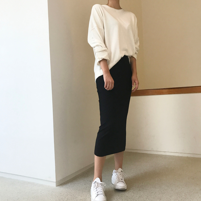 H Line Goliath Bending Knit Long Skirt IBDA Coordi