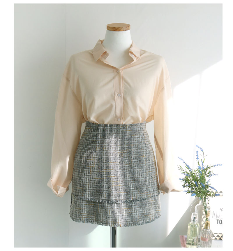 Tweed Skirt Black, Gray Classic Mini Daily Slim Co
