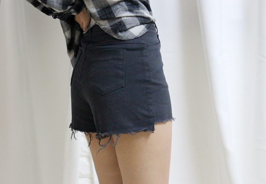 Women Jeans Pants A Line Black shorts Black denim 