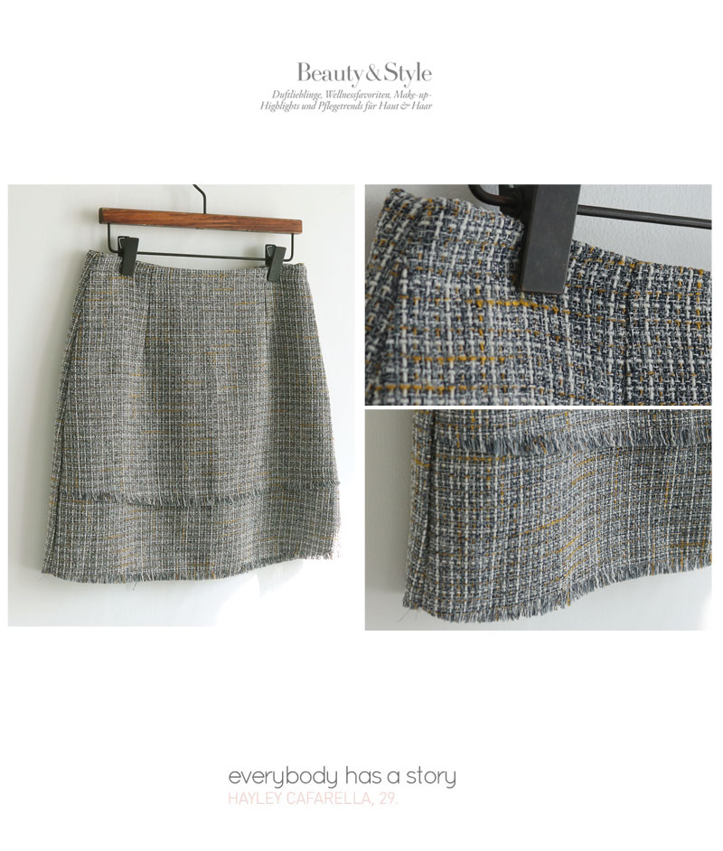 Tweed Skirt Black, Gray Classic Mini Daily Slim Co
