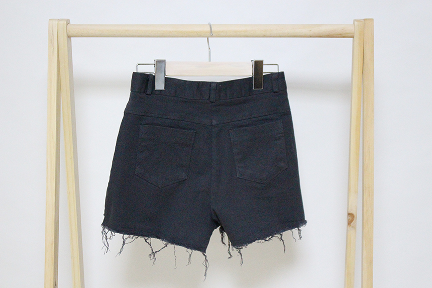 Women Jeans Pants A Line Black shorts Black denim 