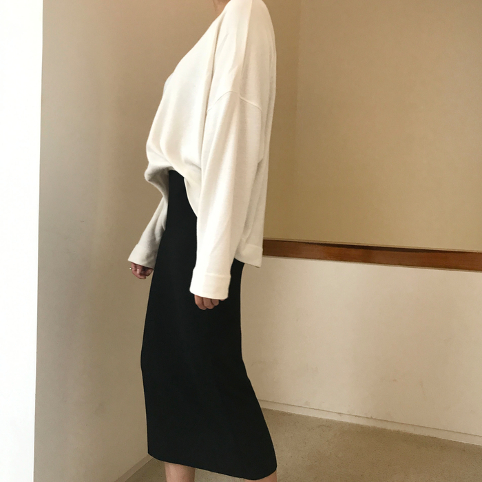 H Line Goliath Bending Knit Long Skirt IBDA Coordi