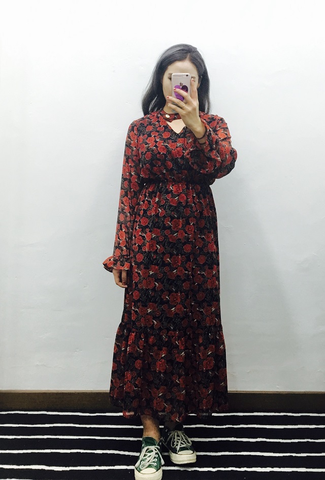 Choker Chiffon Long One Piece Sand Glass Autumn An