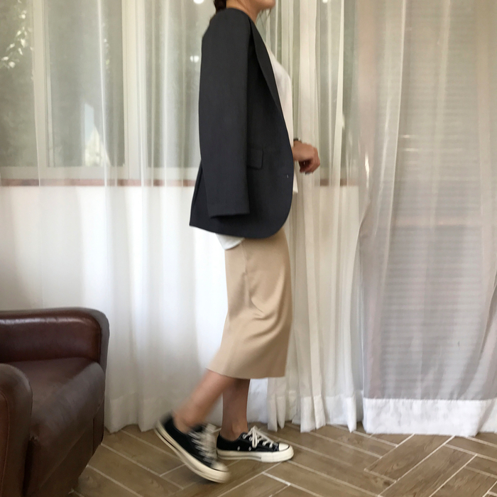 H Line Goliath Bending Knit Long Skirt IBDA Coordi