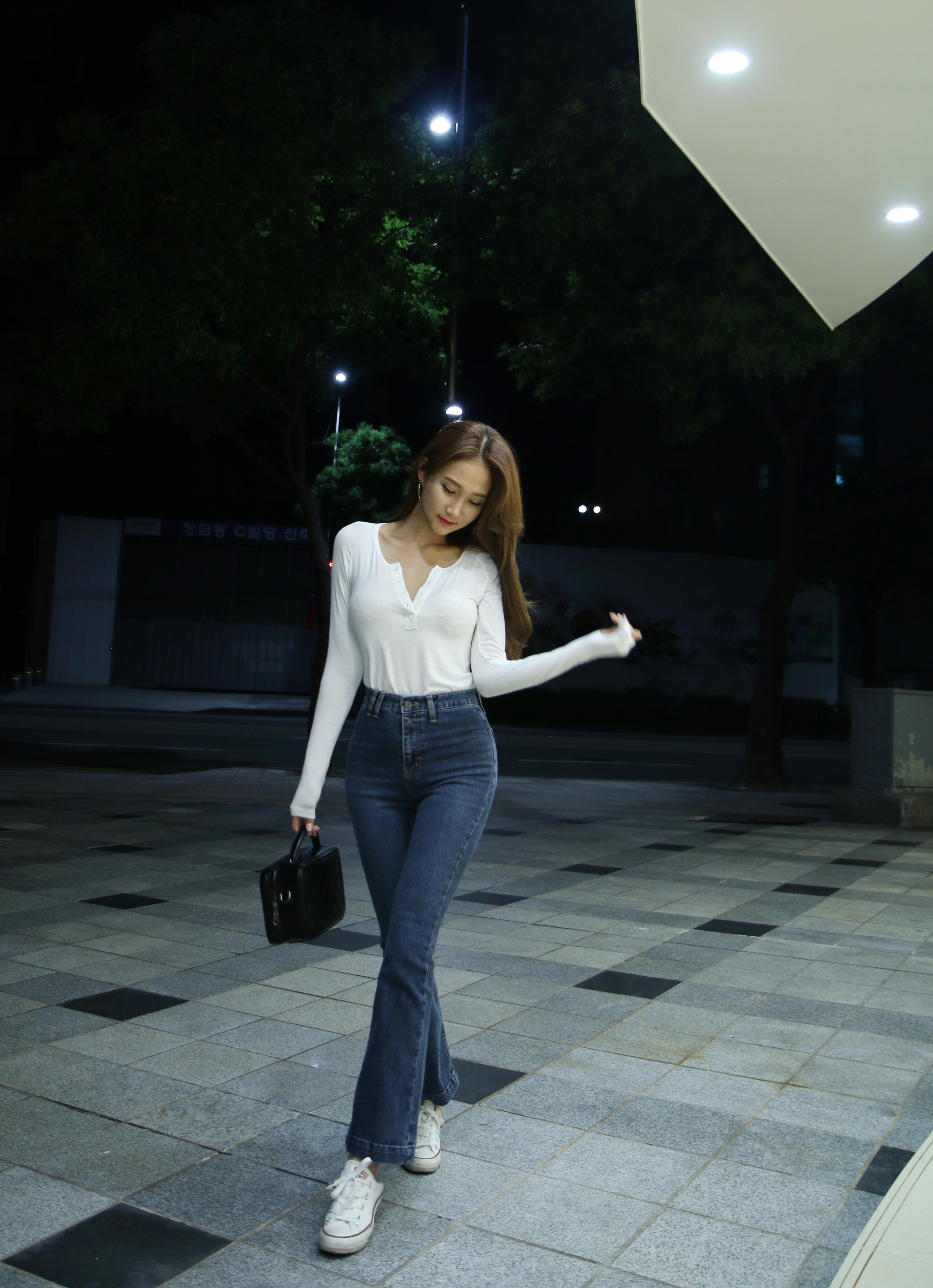 Women Jeans Pants Dark Boots Cut Denim Pants Squar