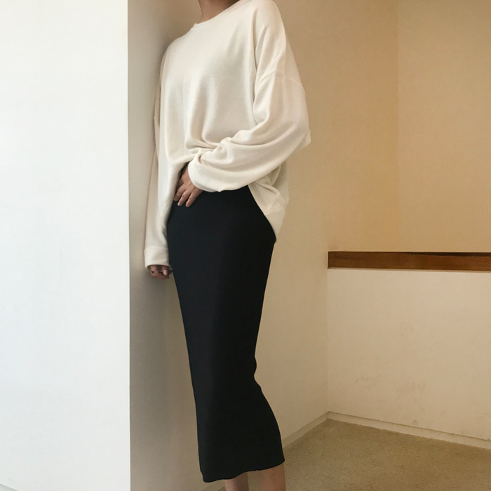 H Line Goliath Bending Knit Long Skirt IBDA Coordi