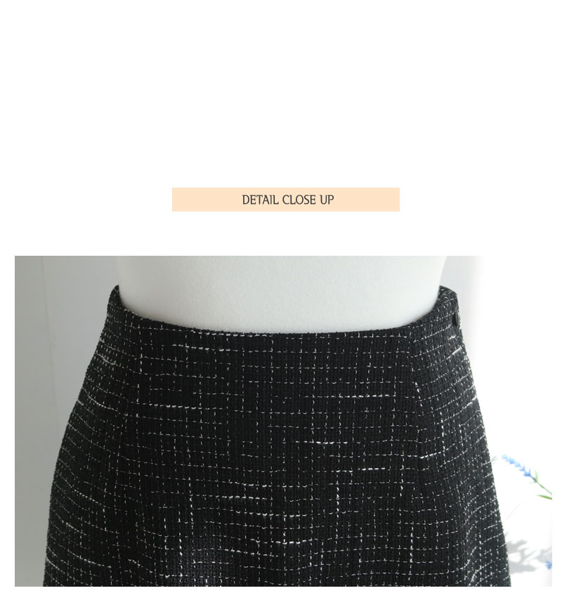 Tweed Skirt Black, Gray Classic Mini Daily Slim Co