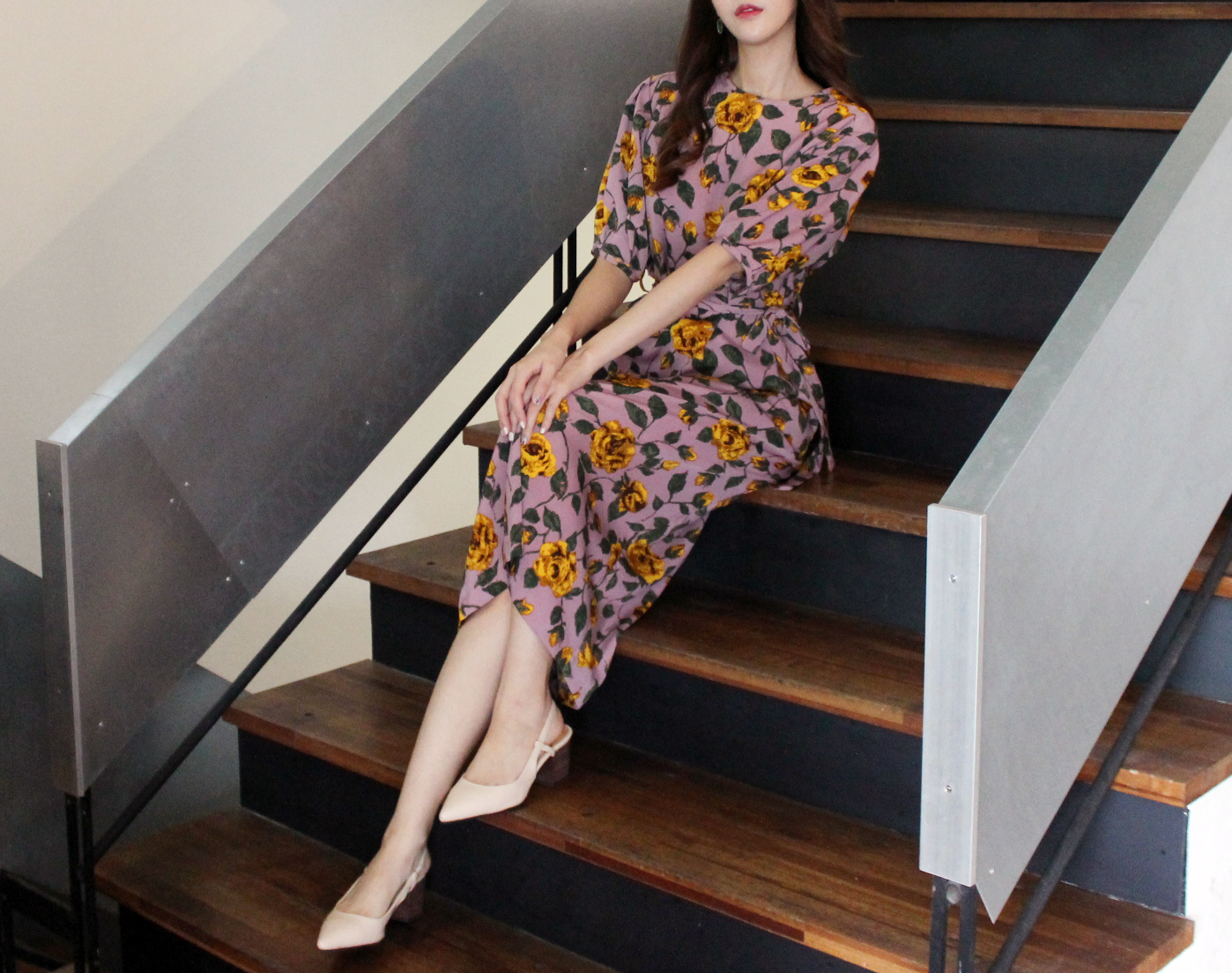 New Women's Dress Elegant H-line Autumn Flower 