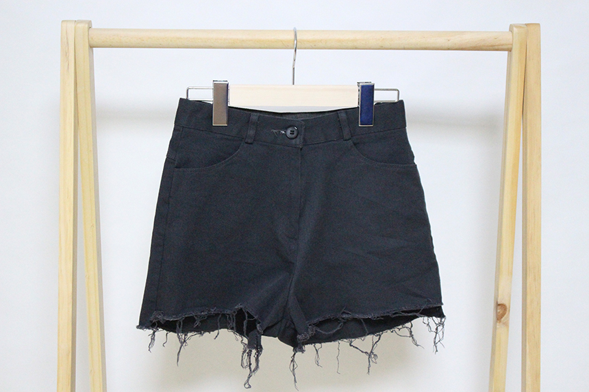 Women Jeans Pants A Line Black shorts Black denim 