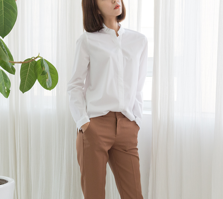 Needle nose span white shirt blouse three species 