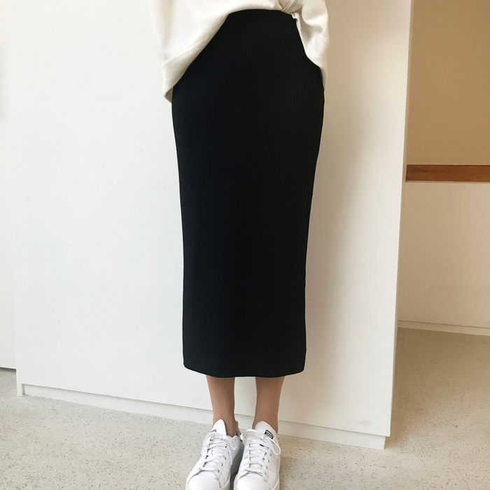 H Line Goliath Bending Knit Long Skirt IBDA Coordi