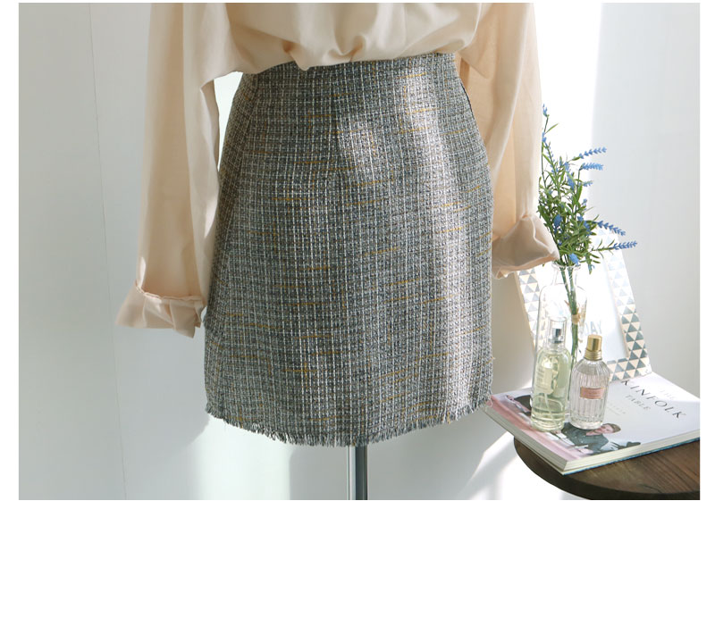Tweed Skirt Black, Gray Classic Mini Daily Slim Co