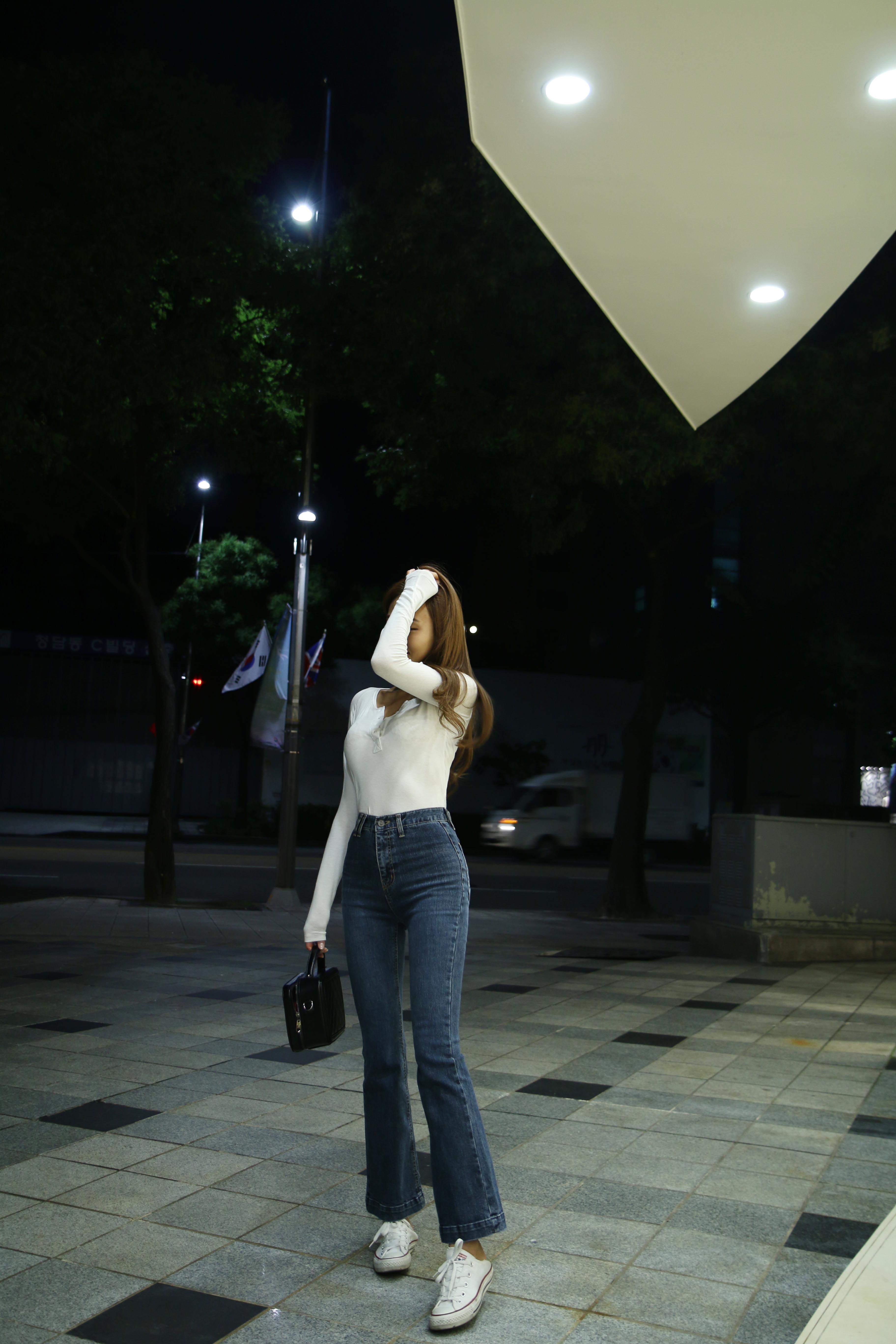 Women Jeans Pants Dark Boots Cut Denim Pants Squar