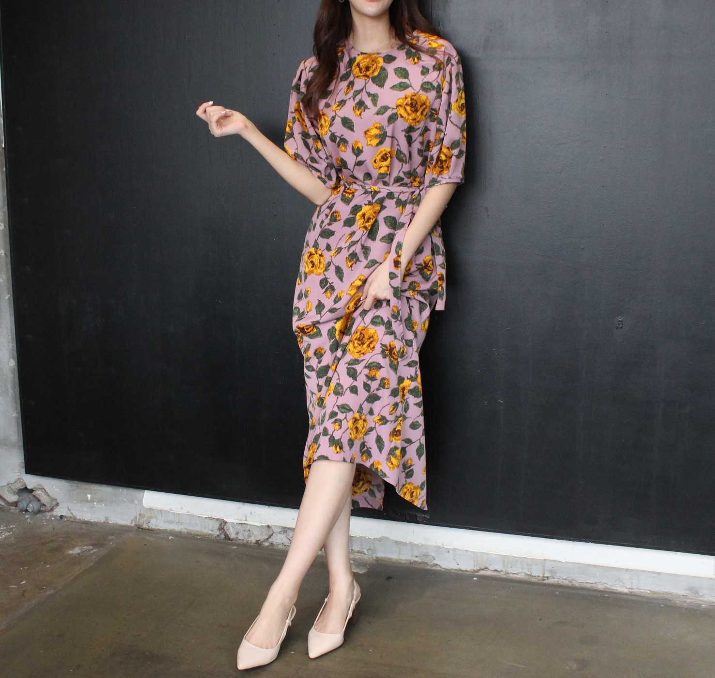 New Women's Dress Elegant H-line Autumn Flower 