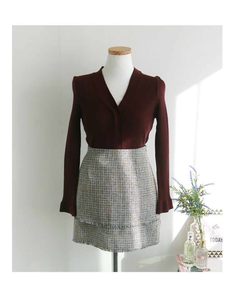Tweed Skirt Black, Gray Classic Mini Daily Slim Co