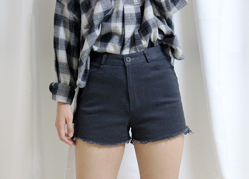 Women Jeans Pants A Line Black shorts Black denim 