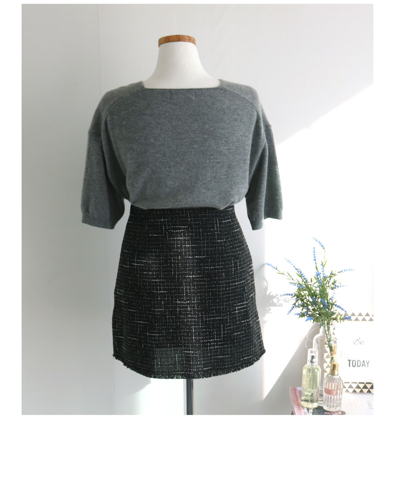 Tweed Skirt Black, Gray Classic Mini Daily Slim Co